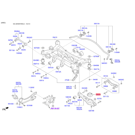 Прокладка задньої пружини нижня (на важіль) 55323-2W100 Mobis - 553232W100 - схема з каталогу 55272, AKMAPXMA12 553232W100