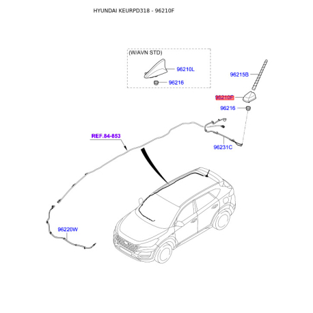 Антенна 96200-D3000 Mobis - 96200D3000 - схема с каталога 96210F, KEURPD318 96200D3000