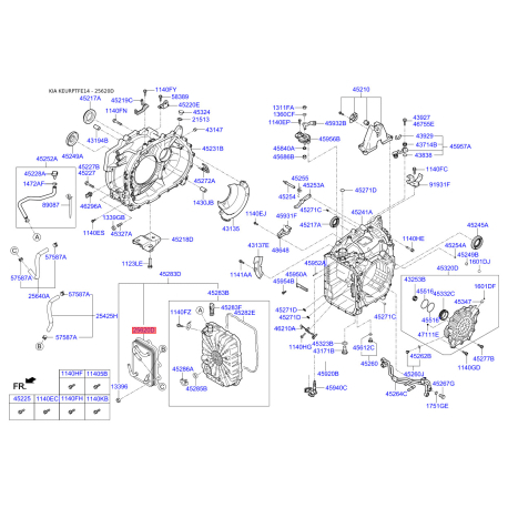 Радиатор масляный 25620-4R000 Mobis - 256204R000 - схема с каталога 25620D, KEURPTFE14 256204R000