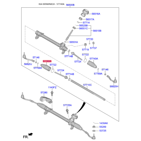 Пильовик кермового механізму 56528-D4000 Mobis - 56528D4000 - схема з каталогу 57740A, KKMAPA818 56528D4000