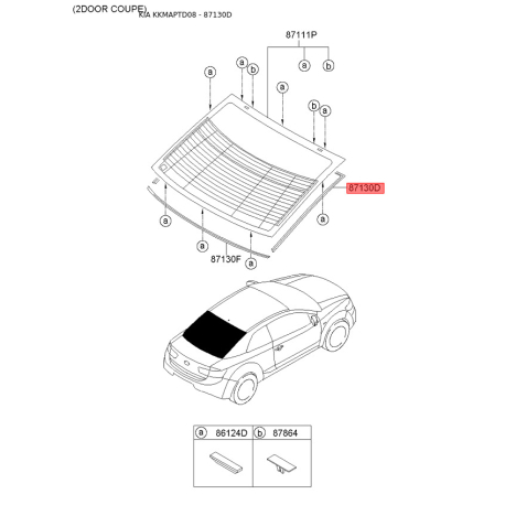 Прокладка, заднє скло 87130-1M000 Mobis - 871301M000 - схема з каталогу 87130D, KKMAPTD08 871301M000