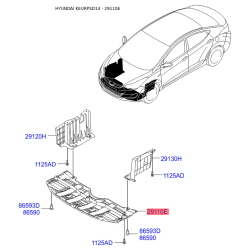 Защита двигателя / поддона двигателя передняя 29110-3X700 Mobis