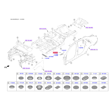 Болт, внутрішня частина крила 11251-08201 Mobis - 1125108201 - схема з каталогу 1125DD, KEURPEX23 1125108201