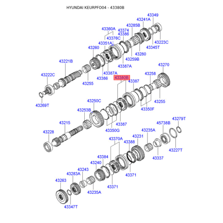 Муфта КПП 43380-3A001 Mobis - 433803A001 - схема з каталогу 43380B, KEURPFO04 433803A001