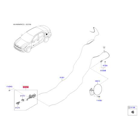 Ручка управления, топливный кран 81570-22012 Mobis - 8157022012 - схема с каталога 81570A, MKMAPM721 8157022012