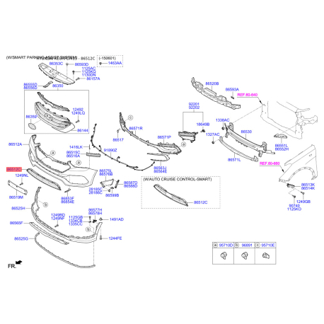 Решетка радиатора 86560-2WAA0 Mobis - 865602WAA0 - схема с каталога 86512C, KEURPDM15 865602WAA0