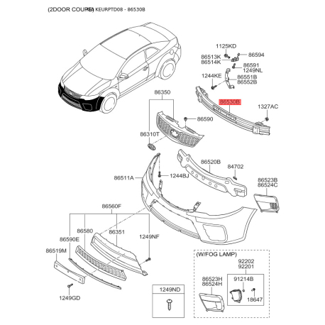 Кронштейн, буфер 86530-1M010 Mobis - 865301M010 - схема с каталога 86530B, KEURPTD08 865301M010
