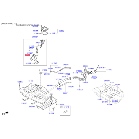 Датчик, запас топлива 94460-3K000 Mobis - 944603K000 - схема с каталога 94460, KEURPNF08 944603K000