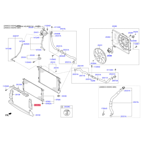Облицювання / захисна накладка, облицювання радіатора ліве 29136-D7550 Mobis - 29136D7550 - схема з каталогу 29135L, HEURPD718 29136D7550