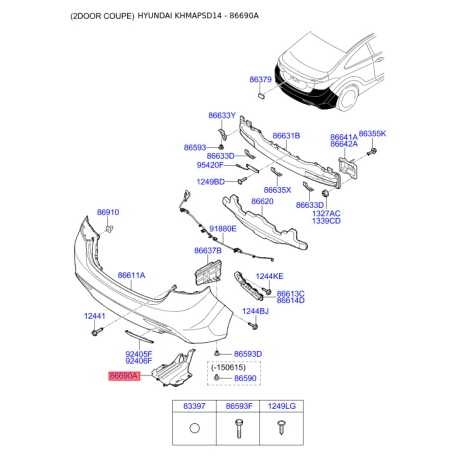 Кронштейн, буфер 86690-3X700 Mobis - 866903X700 - схема с каталога 86690A, KHMAPSD14 866903X700