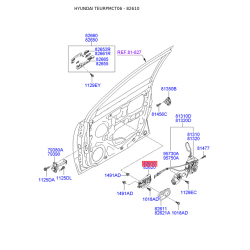 Ручка дверей, внутрішнє обладнання ліва 82610-1E020AR Mobis