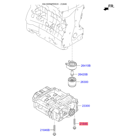 Болт маслонасоса 21390-2G020 Mobis - 213902G020 - схема с каталога 21846, KKMAPD919 213902G020