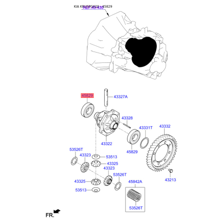 Підшипник диференціала АКПП 43329-02507 Mobis - 4332902507 - схема з каталогу 45829, KRUSPG620 4332902507