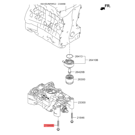Болт маслонасоса 21390-2G050 Mobis - 213902G050 - схема с каталога 21846B, KEURPXM12 213902G050