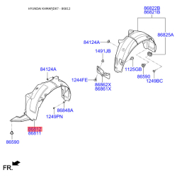 Обшивка (подкрылок), колесная ниша правая 86812-2L000 Mobis