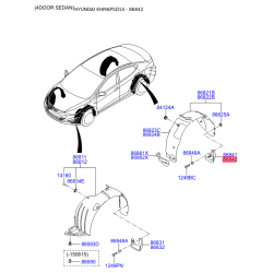 Брызговик задний правый 86842-3X700 Mobis