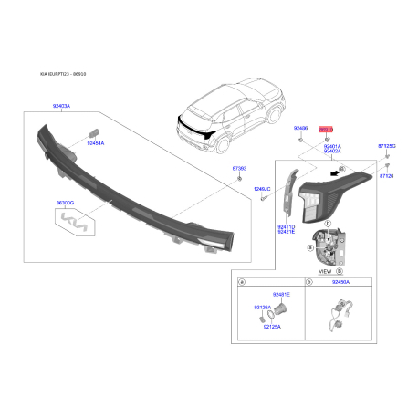 Кріплення ліхтар задній 86910-21010 Mobis - 8691021010 - схема з каталогу 86910, IEURPTI23 8691021010