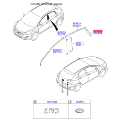 Облицювання / захисна накладка, боковина заднє ліве 86383-A5000 Mobis