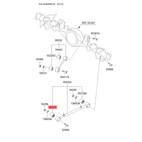 Сайлентблок тяги передней поперечной внутренний и наружный (задняя подвеска) нижний 55280-3E200 Mobi - 552803E200 552803E200