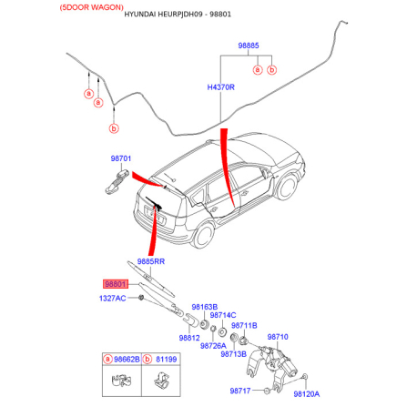Рычаг стеклоочистителя 98811-2L000 Mobis - 988112L000 - схема с каталога 98801, HEURPJDH09 988112L000
