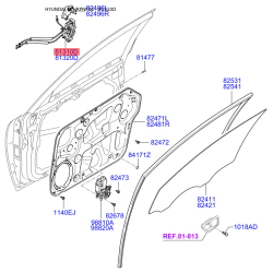 Електропривід замка двері лівий 81310-3K000 Mobis