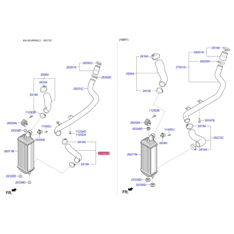 Трубка нагнетаемого воздуха 28273-2A820 Mobis - 282732A820 - схема с каталога 28273C, KEURPA412 282732A820