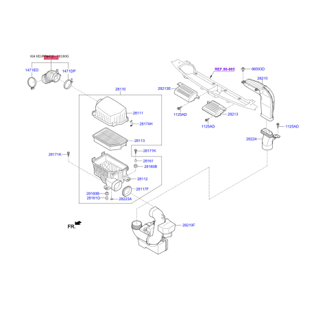 Шланг, система подачи воздуха 28140-A4100 Mobis - 28140A4100 - схема с каталога 28160G, KEURPA416 28140A4100
