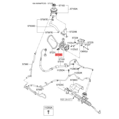 Клапан насоса гидроусилителя 57135-1G000 Mobis - 571351G000 - схема с каталога 57135, KKMAPTC05 571351G000