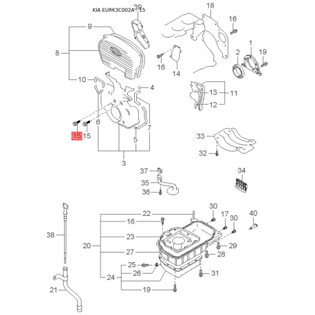 Замок дверей лівий 81310-3C001 Mobis - 813103C001 - схема з каталогу 15, EURK3C002A 813103C001