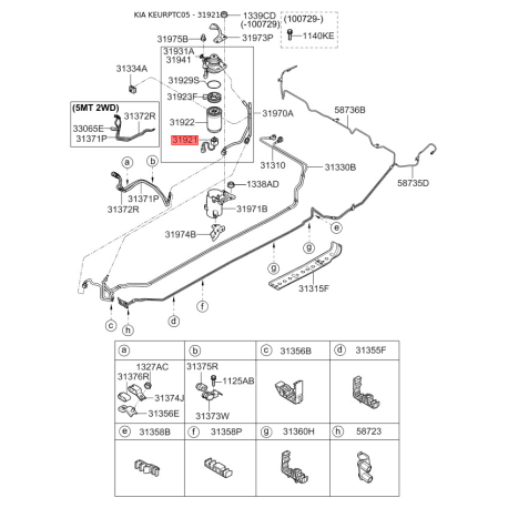 Датчик тиску, паливний бак 31921-1G401 Mobis - 319211G401 - схема з каталогу 31921, KEURPTC05 319211G401