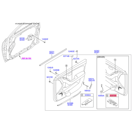 Блок кнопок склопідйомника 93570-2H1109P Mobis - 935702H1109P - схема з каталогу 93570B, KEURPHD06 935702H1109P