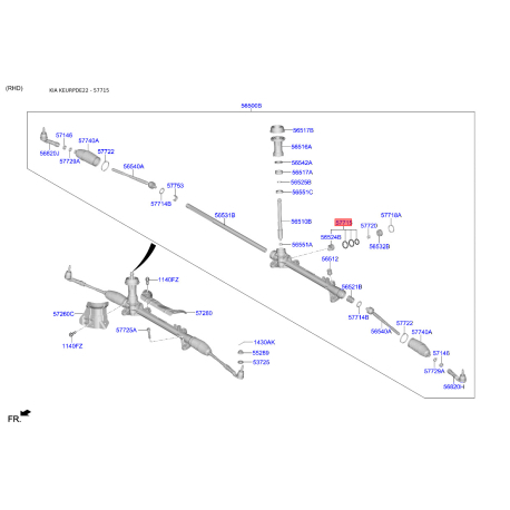 Упор (подпятник, пробка) регулировки рулевого механизма 57715-F2100 Mobis - 57715F2100 - схема с каталога 57715, KEURPDE22 57715F2100