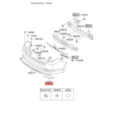 Фонарь задний правый 92406-2T000 Mobis - 924062T000 - схема с каталога 92406F, KEURPTFE11 924062T000