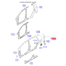 Усилитель задний боковины левый 71570-1C350 Mobis