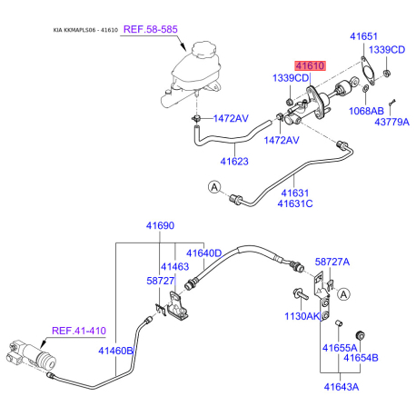Циліндр зчеплення головний 41610-2F110 Mobis - 416102F110 - схема з каталогу 41610, KKMAPLS06 416102F110