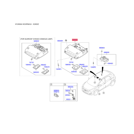 Освітлення салону 92800-A5100TX Mobis - 92800A5100TX - схема з каталогу 92800Z, HEURPA616 92800A5100TX