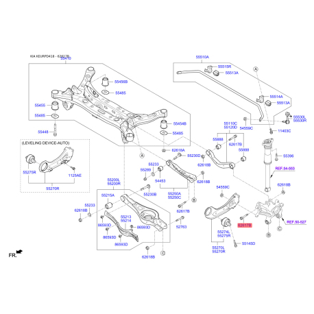 Болт кріплення заднього амортизатора 62617-3S000 Mobis - 626173S000 - схема з каталогу 62617B, KEURPD418 626173S000