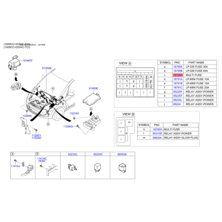 Запобіжники 18790-01030 Mobis - 1879001030 - схема з каталогу 18790E, SEURPDN10 1879001030