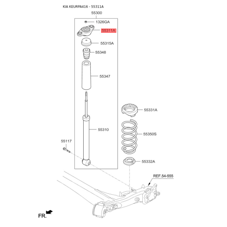 Опора стійки амортизатора 55311-A4000 Mobis - 55311A4000 - схема з каталогу 55311A, KEURPA416 55311A4000