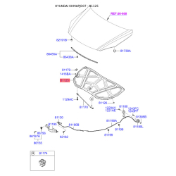 Шумоізоляція (теплоізоляція) капота 81125-2L000 Mobis