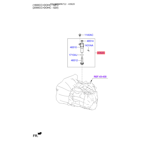 Датчик скорости (частота вращение) 43621-28050 Mobis - 4362128050 - схема с каталога 43620, KKMAPA712 4362128050
