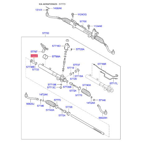 Хомут малый чехла рулевого механизма 57715-34000 Mobis - 5771534000 - схема с каталога 57773, AKMAPXMA09 5771534000