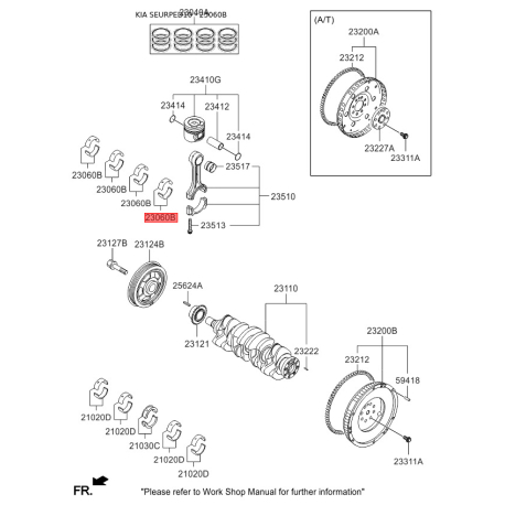Вкладиші шатунні 23060-23630 Mobis - 2306023630 - схема з каталогу 23060B, SEURPED10 2306023630