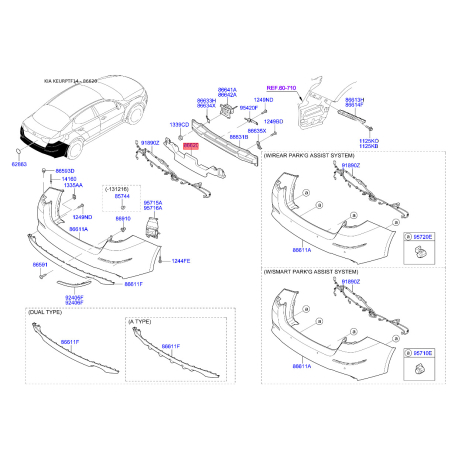 Гаситель, буфер 86620-2T500 Mobis - 866202T500 - схема с каталога 86620, KEURPTF14 866202T500