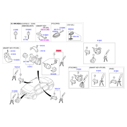 Замок (цилиндр) зажигания с ключами 81900-1RH00 Mobis