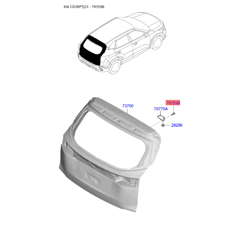 Болт петлі двері (бічної та кришки багажника) 79359-38000 Mobis - 7935938000 - схема з каталогу 79359B, CEURPTJ23 7935938000