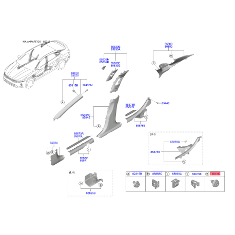 Крепление ковра пола 85849-3L000 Mobis - 858493L000 - схема с каталога 85316, AKMAPEY20 858493L000