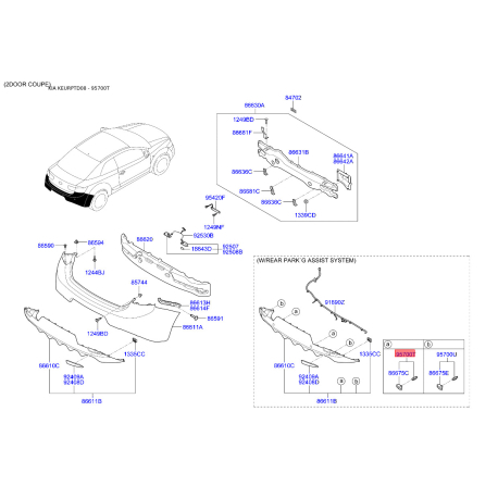 Датчик, система помощи при парковке 95720-1M100 Mobis - 957201M100 - схема с каталога 95700T, KEURPTD08 957201M100