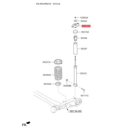 Опора стойки амортизатора 55311-B2000 Mobis - 55311B2000 - схема с каталога 55311A, KRUSPB216 55311B2000