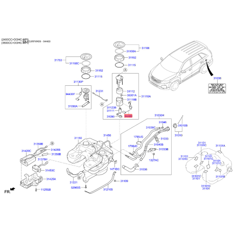 Датчик, запас топлива 94460-2P900 Mobis - 944602P900 - схема с каталога 94460, KEURPXM09 944602P900